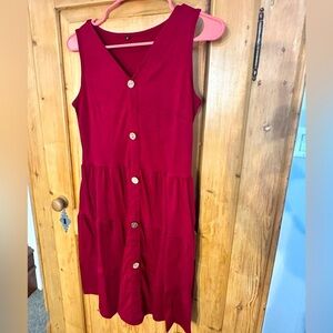 Basic Tiered Red Summer Dress Sz Small Normcore Summer
